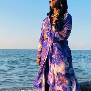 Custom made purple floral lounge 2 piece set